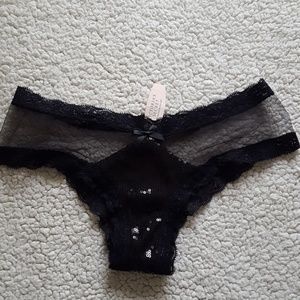 Black sequined mesh cheeky panties - xs